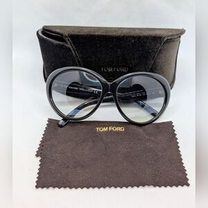 TOM FORD RANIA TF169 Round Framed Sunglasses in color 01B Grey Black Designer